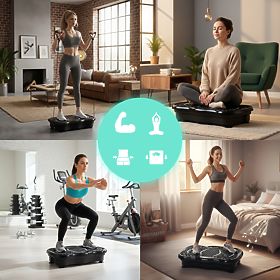 Plateforme vibrante anti-cellulite appareil de massage avec extenseurs + télécommande ModernHome