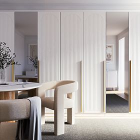 Porte pour armoire Neroli, 45,6 cm, rainures arquées, blanc, droite, lectus