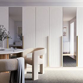 Porte pour armoire Neroli, 45,6 cm, rainures arquées, blanc, droite, lectus