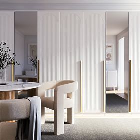 Porte pour armoire Neroli, 45,6 cm, rainures arquées, blanc, gauche, lectus