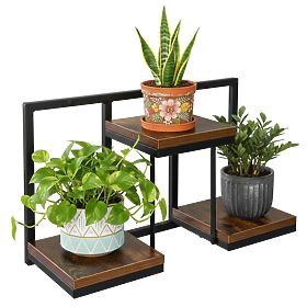 Pot de fleurs loft noir JOSE RUSTIC chêne vieilli
