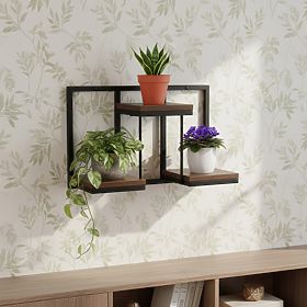 Pot de fleurs loft noir JOSE RUSTIC chêne vieilli