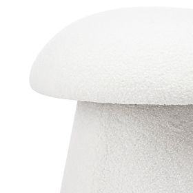 Pouf capitonné Cap, blanc, bouclé, formes arrondies