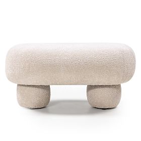 Pouf ovale Fragola beige clair, boucle, formes arrondies