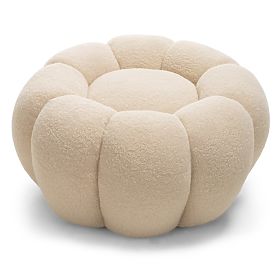 Pouf Perugia, beige, bouclé, formes arrondies