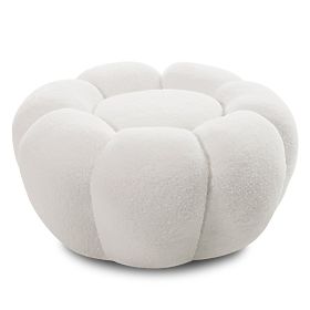 Pouf Perugia, blanc, bouclé, formes arrondies
