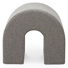 Pouf rembourré Arc, arrondi, brun clair