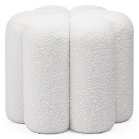 Pouf rembourré Quad, blanc, bouclé