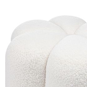 Pouf rembourré Quad, blanc, bouclé