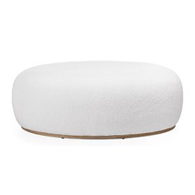 Pouf rembourré Stone, blanc, forme arrondie