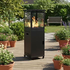 Radiateur chauffant à gaz 13 kW en verre pour jardin, patio avec réducteur et pierres volcaniques, MultiGarden