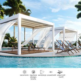 Rideau de 372,5 cm pour le côté d'une pergola de 4 m, blanc