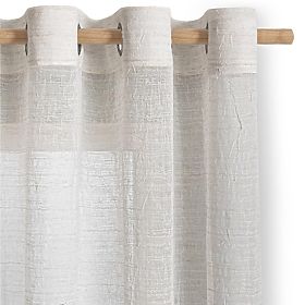 Rideau RESTILO DRIMAR couleur beige style moderne œillets argentés matériau lin, microfibre 140x250