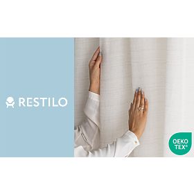 Rideau RESTILO DRIMAR couleur beige style moderne matériau lin, microfibre 140x250