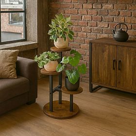 Support de fleurs en métal loft MIGUEL RUSTIC chêne antique, Halmar