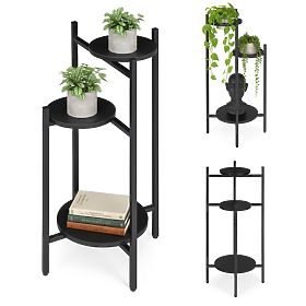 Support de fleurs, support de fleurs, décoration, 3 niveaux, noir, ModernHome