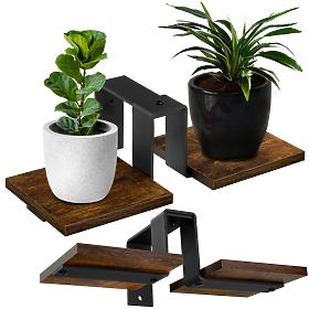 Support de plantes loft noir FERNANDO RUSTIC vieux chêne