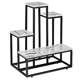 Support pour plantes ANTIRES marbre blanc en métal