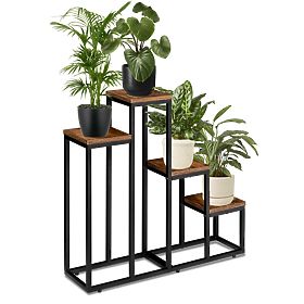 Support pour plantes noir Pallen chêne vieilli