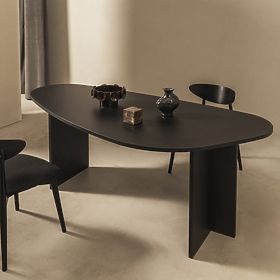 Table avec plateau irrégulier Zeva 200 cm, noir avec structure en bois