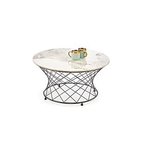 Table basse ALESSIA, marbre beige / noir (2p=1ks), Halmar