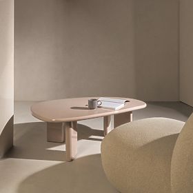 Table basse Cameron 130 cm, nude, brillant