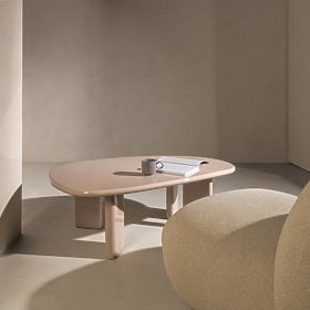 Table basse Cameron 130 cm, nude, brillant