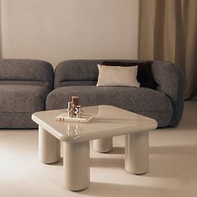 Table basse Cherry 70 cm, beige foncé, brillant