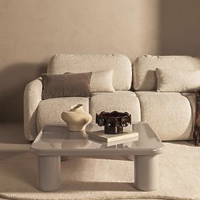 Table basse Cherry 90 cm, beige foncé, brillant