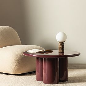 Table basse Everett 80 cm, bordeaux, brillant, lectus