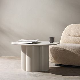 Table basse Lazaro 80 cm, ronde, gris-beige