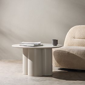 Table basse Lazaro 80 cm, ronde, gris-beige, lectus