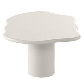 Table basse Muse gris-beige, mat, formes arrondies