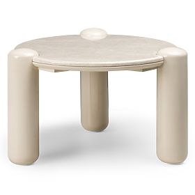 Table basse Noemi 66 cm, beige clair/marbre, brillant