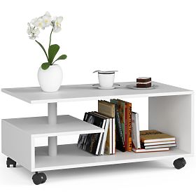 TABLE BASSE SUR ROULETTES VINI BLANC
