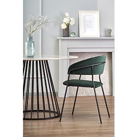 Table BRODWAY plateau - marbre blanc, pied - noir (2p=1 pièce)