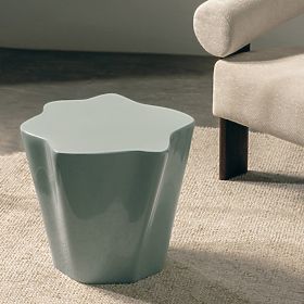 Table d'appoint Bow 49 cm, sauge, brillant, formes arrondies, lectus