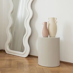 Table d'appoint Ermanno, 35 cm, beige-gris, rainuré, lectus