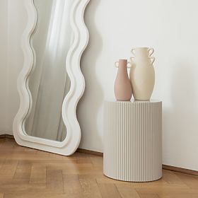 Table d'appoint Ermanno, 35 cm, beige-gris, rainuré, lectus