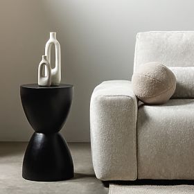 Table d'appoint Lavia 35 cm, noir, bois de manguier, lectus