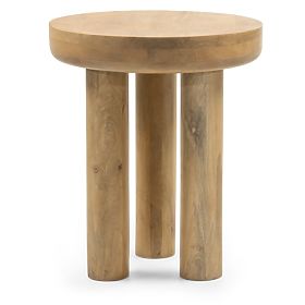 Table d'appoint Limali 50 cm, rond, bois de manguier, formes arrondies, lectus