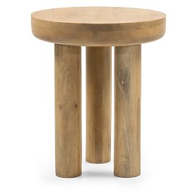 Table d'appoint Limali 50 cm, rond, bois de manguier, formes arrondies, lectus