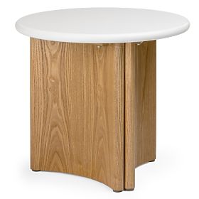Table d'appoint Marlo II 50 cm, blanc crème/chêne, microciment
