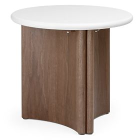 Table d'appoint Marlo II 50 cm, crème/blanc/noix, microciment