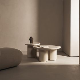 Table d'appoint Puro 50 cm, beige clair, brillant