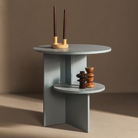Table d'appoint Yaso ronde, bleu craie