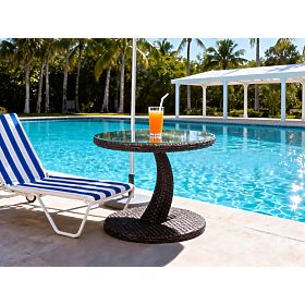 Table de balcon en résine tressée table basse ronde design moderne