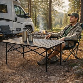 Table de camping pliable 95x55 cm avec sac noir MultiGarden, MultiGarden