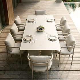 Table de jardin Amarello 220 cm, aluminium, rectangulaire, beige clair
