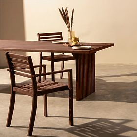 Table de jardin Familis ll, 240 cm, bois d'eucalyptus FSC, brun foncé, lectus